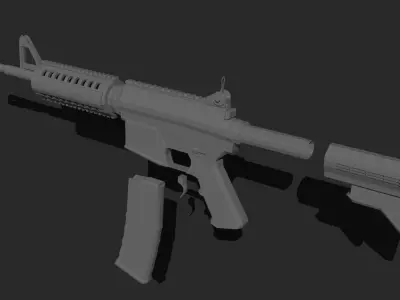 Assault Rifle Low-poly 3D model 15