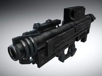 Heavy Blaster Gun Low-poly 3D model