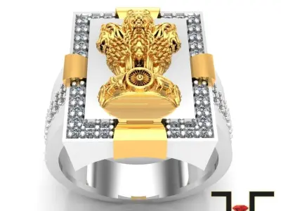 0199 - Ashok Stambh Gold Ring 3D print model
