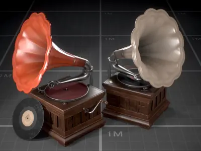 Soviet Gramophone Low-poly 3D model