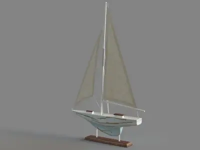 Deco 79 Coastal Wood Sail Boat Sculpture 3D model