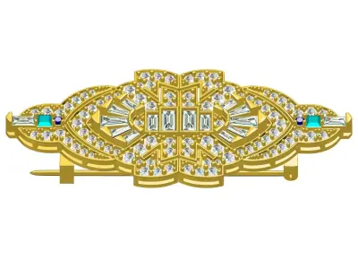 Antique Art Deco Vintage Style Diamond Brooch 3D print model