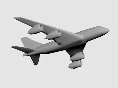 Airplane flying in sky Low-poly 3D model