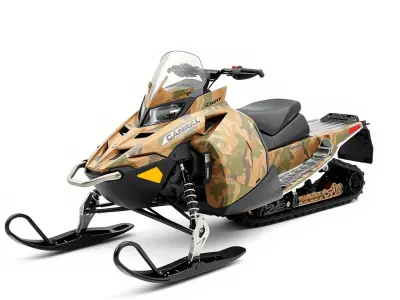 Camouflage Snowmobile Model Pack Low-poly 3D model