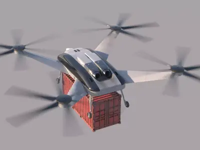 Realistic Heavy Cargo Drone Low-poly 3D model