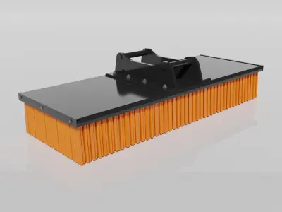 Broom for 20-25 excavator Low-poly 3D model