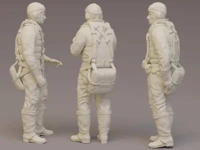 Luftwaffe WWII Aircrew x 3 3D print model