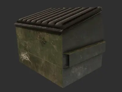 Trash Bag Dumpster Cardboard Box Low-poly 3D model