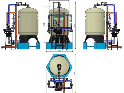 Automatic Sand Filter-48x72inch-Autovalve 3D model