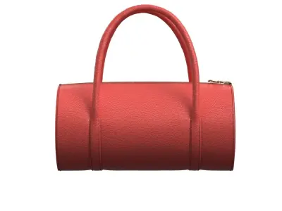 Red Leather Barrel Bag 3D model