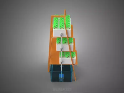 VERTICAL HYDROPONIC SOILLESS PLANT GROWTH WATER TANK RESERVOIR 3D model