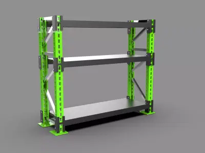 Industrial Metal Storage Rack Shelf Warehouse Heavy Duty Low-poly 3D model