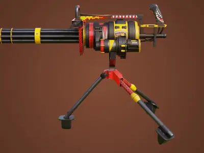  M134 Minigun Red Shark Skin All PBR Textures Included Low-poly 3D model