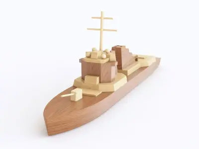 Wooden toy ship 01 3D model