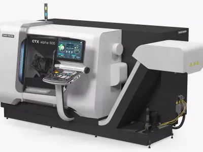 DMG Mori CTX Alpha 500 CNC Turning Center Rigged 3D model
