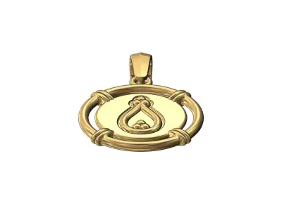 Linked wire beaded crown coin pendant with bail 3D print model