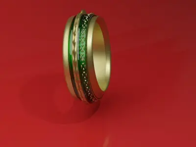 Emerald and pure gold ring 3D model
