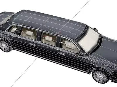 Cadillac Presidential Limousine Low Poly Luxury Limo Model Low-poly 3D model