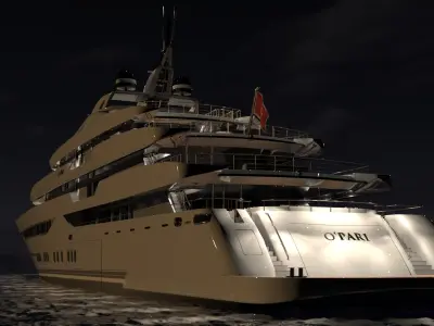 Opari Superyacht Night Scene 3D model