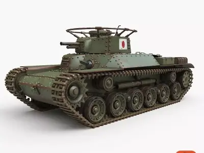 Tank Type 97 Chi Ha Green Japan Corona 3D model