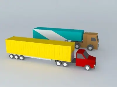 trucks truck and trailer Free 3D model