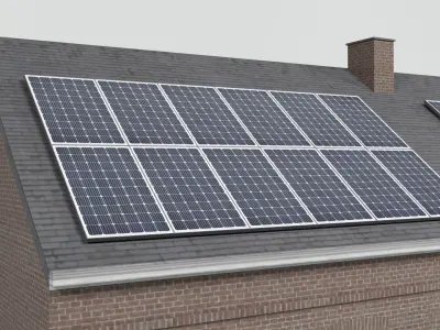 Solar installation building 2 Low-poly 3D model