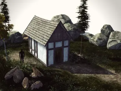 High Quality Medieval house - Building B Low-poly 3D model