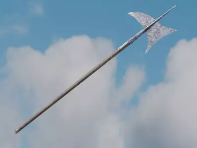 halberd medieval melee weapon Low-poly 3D model