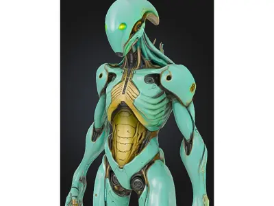 Alien Biomech Android Low-poly 3D model