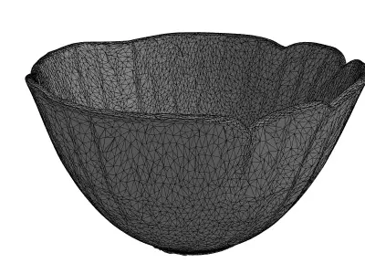 Vintage Floral Ceramic Damaged Bowl Low-poly 3D model