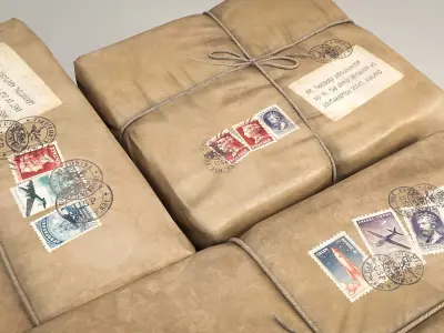 Vintage packages Low-poly 3D model