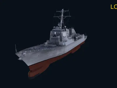 Asset - Army - Warship - Navy Arlei Burke Low-poly 3D model