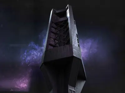 Brutalist Scifi Building 05 3D model 3D model