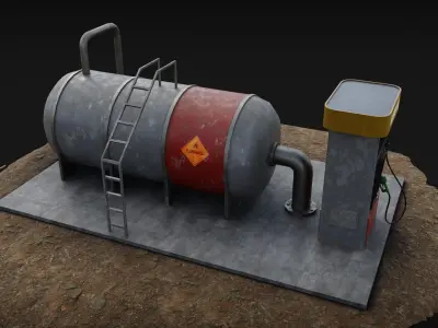 Fuel Tank with Pump Low-poly 3D model