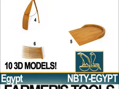 Ancient Egyptian Farmer Tools Collection 3D model