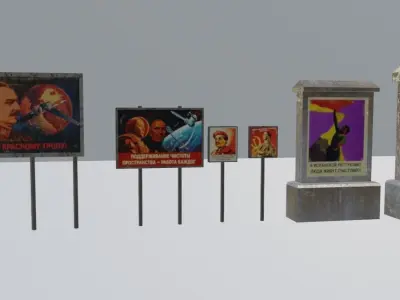 Soviet Sci-Fi Propaganda pack Low-poly 3D model