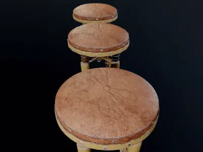 Industrial Workshop Stool - Game-Ready LODs Low-poly 3D model