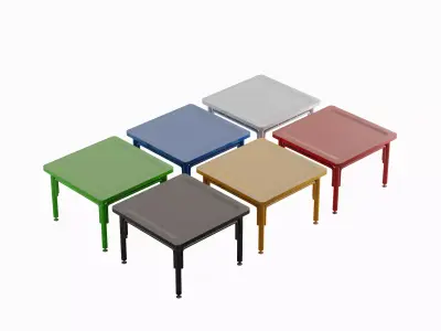 Steel Table Colored Set Low-poly 3D model