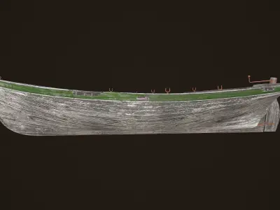 Damaged wooden boat Yal-6 Low-poly 3D model