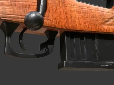 A WW2 sniper rifle high quality 3D model Low-poly 3D model