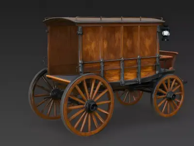Vintage Western Covered Carriage 3D Model Low-poly 3D model