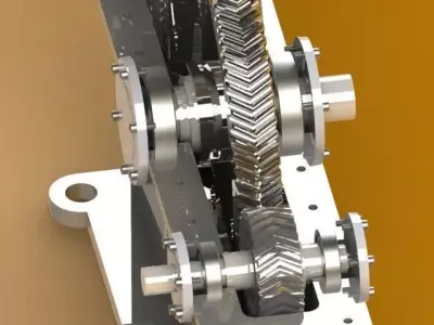 Single stage speed reduction Gearbox Free 3D model