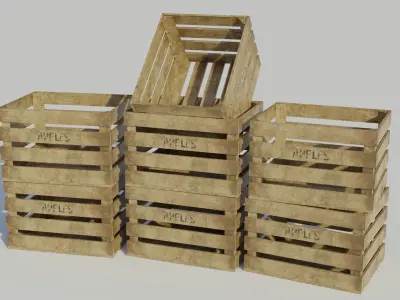 Old Fruit Crate - Low-poly PBR Low-poly 3D model