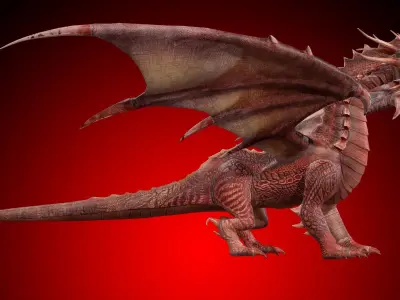 Big Fire Red Dragon Rig 3D model