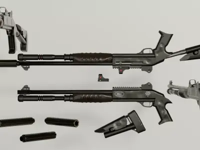Tactical Shotgun Low-poly 3D model