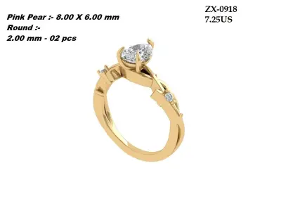 Pear Art Deco Ring 3D print model 5