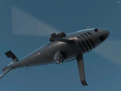 Schiebel Camcopter S100 UAV Rotorcraft Black Rigged 3D model