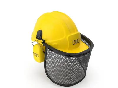 Safety Helmet with Face and Ears Cover 3D model