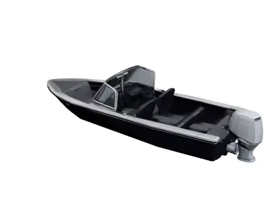 Flat Deck Utility Bass Boat Low Poly Fishing Boat Low-poly 3D model