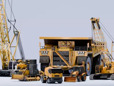 Realistic Construction Vehicle - Bundle Edition Low-poly 3D model